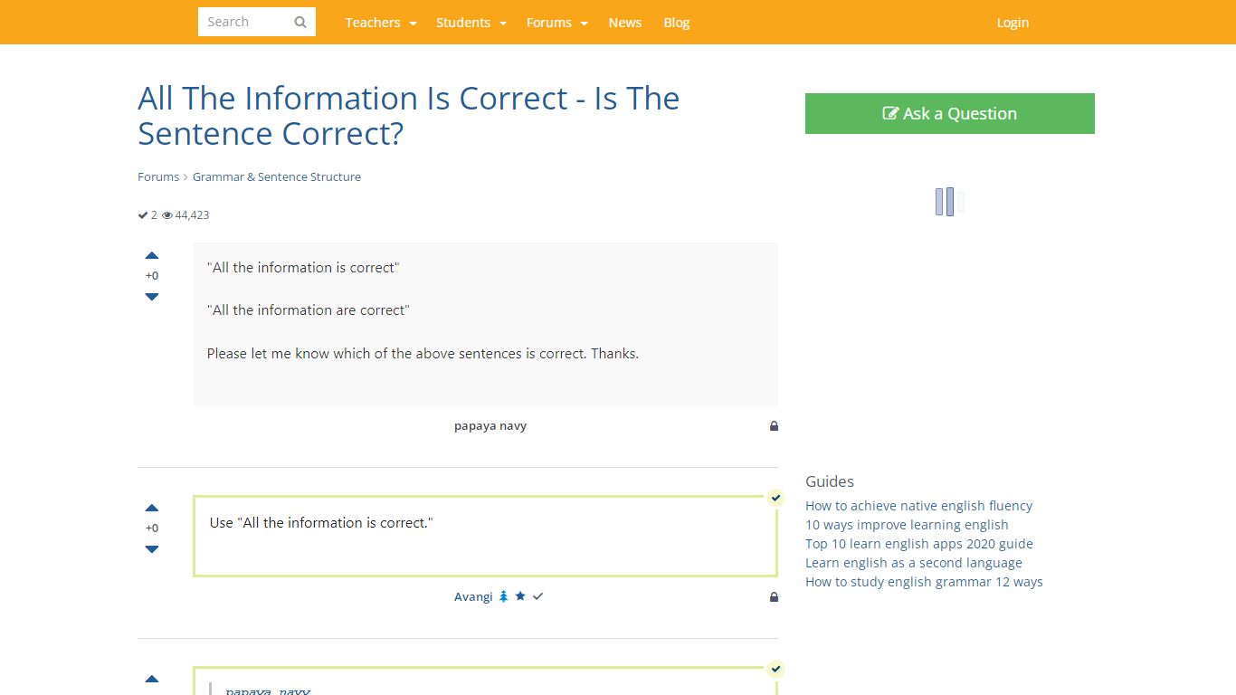 All The Information Is Correct - Is The Sentence Correct?